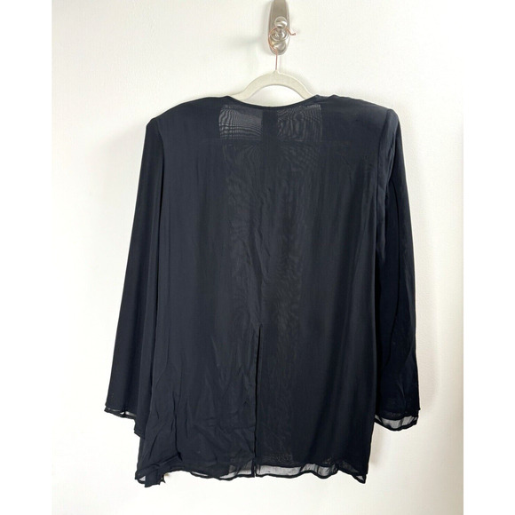 Tadashi Shoji Sheer 80s 90s Retro Disco Whimsygoth Regency Open Front Jacket M/L - Picture 5 of 7